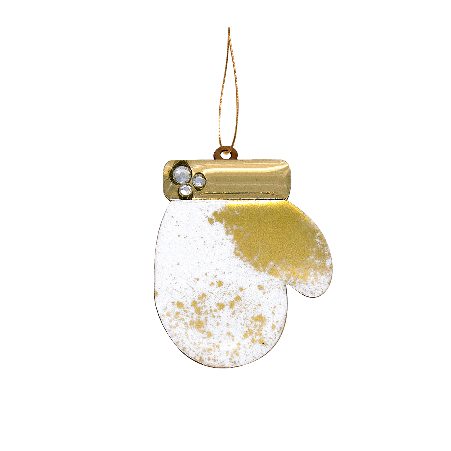 Ёлочная игрушка Варежка (белый с золотым )