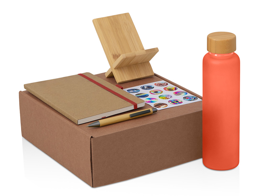 Набор Wooden с бутылкой, блокнотом, ручкой и подставкой для телефона 