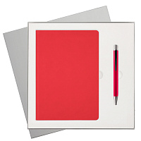 Подарочный набор Latte soft touch, красный (ежедневник, ручка)