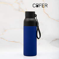 Термобутылка Button Black (черный с синим)