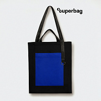 Шоппер Superbag Big Pocket, с карманом на молнии (черный с синим)