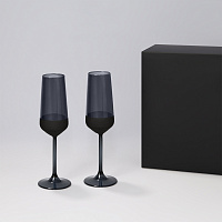 Подарочный набор 2 бокала для шампанского Блэк Эдишн (Black Edition) в черной коробке